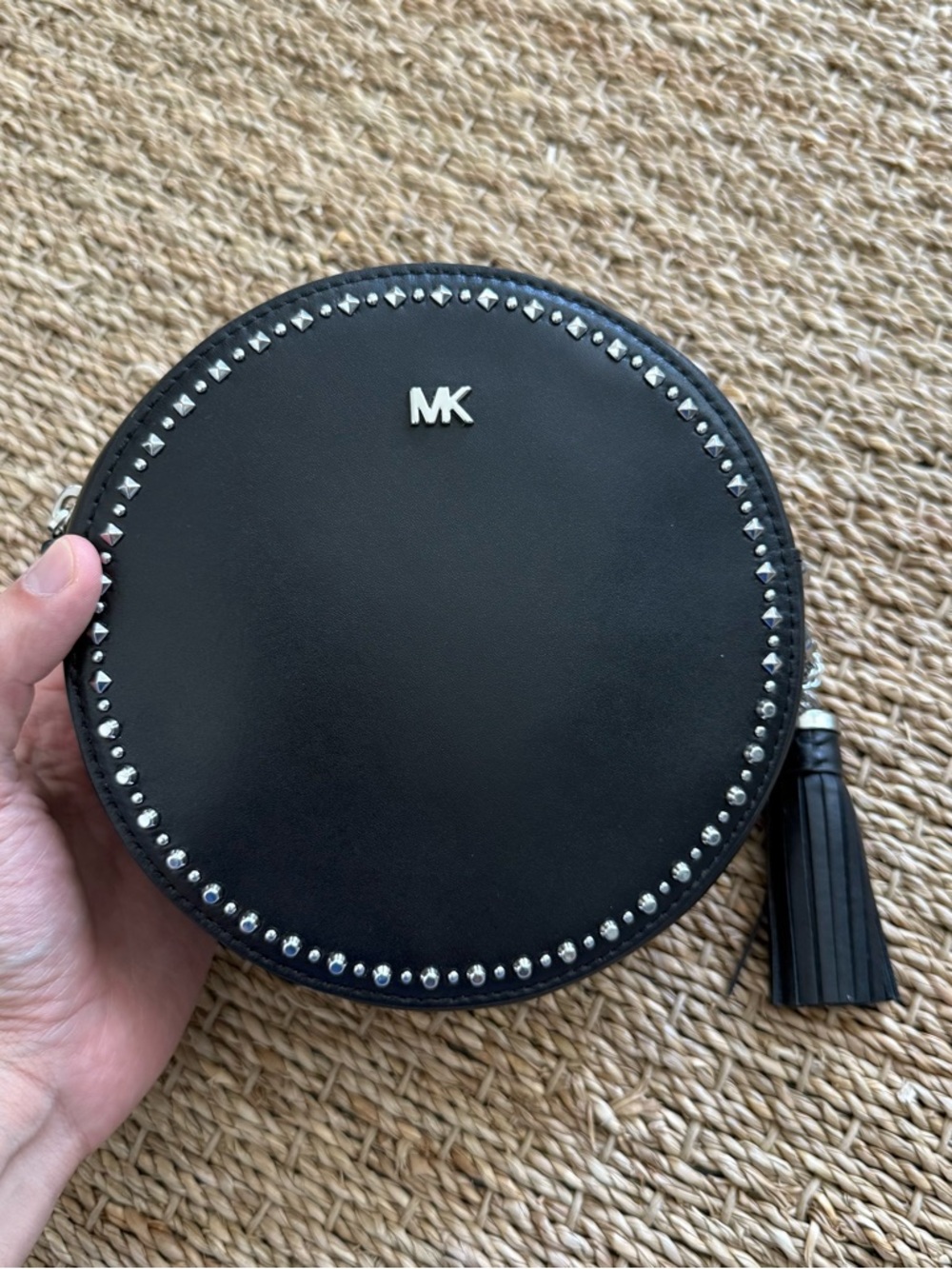Michael Kors Black Round Studded Crossbody with Tassel